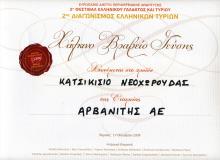 ΧΑΛΚΙΝΟ ΒΡΑΒΕΙΟ ΓΙΑ ΤΟ ΚΑΤΣΙΚΙΣΙΟ ΝΕΟΧΩΡΟΥΔΑΣ ΣΤΟ Διαγωνισμό Ελληνικών Τυριών 2009  (ΠΕΙΡΑΙΑΣ)